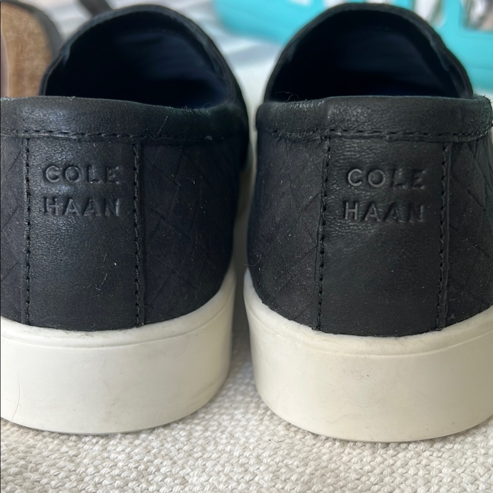 Cole Haan Black Slip-On Flats with Textured Upper